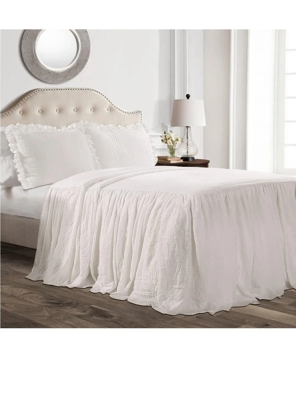 Lush Decor Ruffle Skirt Bedspread Set - 3-Piece Luxurious Farmhouse Bedding